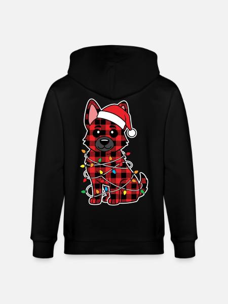 Deutscher Schäferhund Weihnachten Plaid Rot - Stanley/Stella Unisex Bio-Kapuzenjacke CULTIVATOR - Schwarz