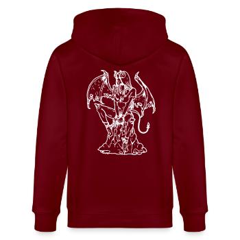 Dämon Satan Teufelin Teufel Hölle Teufelsweib Dark - Stanley/Stella Unisex Bio-Kapuzenjacke CULTIVATOR  - Burgunderrot - Hinten - Anna (173cm)