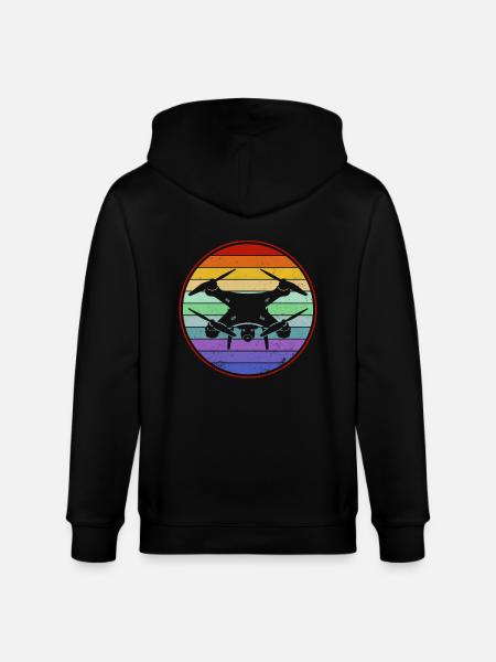 Drone Retro - Stanley/Stella CULTIVATOR Unisex Organic Hooded Jacket - black