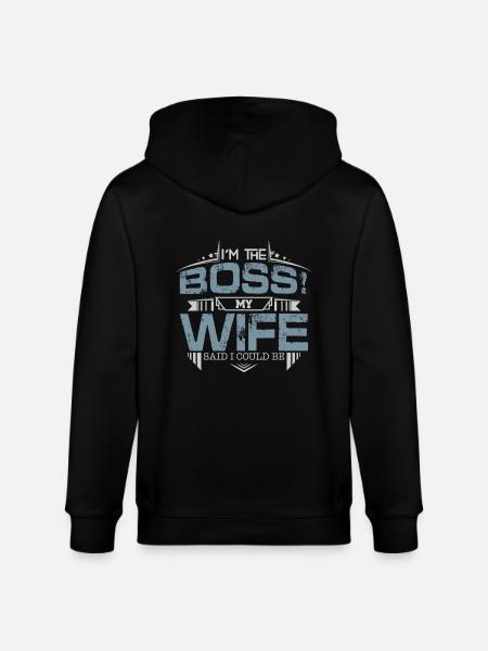 My boss my wife - Stanley/Stella CULTIVATOR  Unisex Organic Hooded Jacket - black