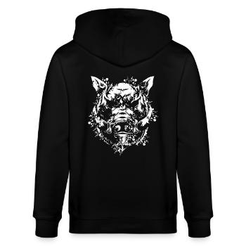 Wildschwein - Stanley/Stella Unisex Bio-Kapuzenjacke CULTIVATOR  - Schwarz - Hinten - Anna (173cm)