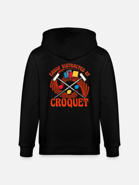 Easily Distracted by Croquet - Stanley/Stella CULTIVATOR Unisex Organic Hooded Jacket - black