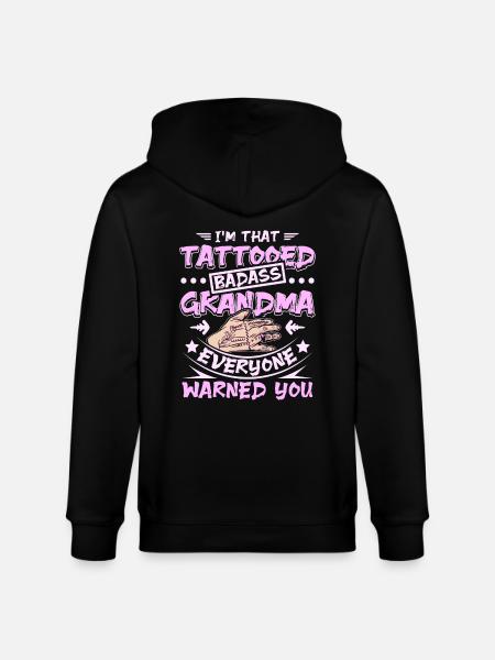 Tattooed badass grandma - Stanley/Stella CULTIVATOR Unisex Organic Hooded Jacket - black