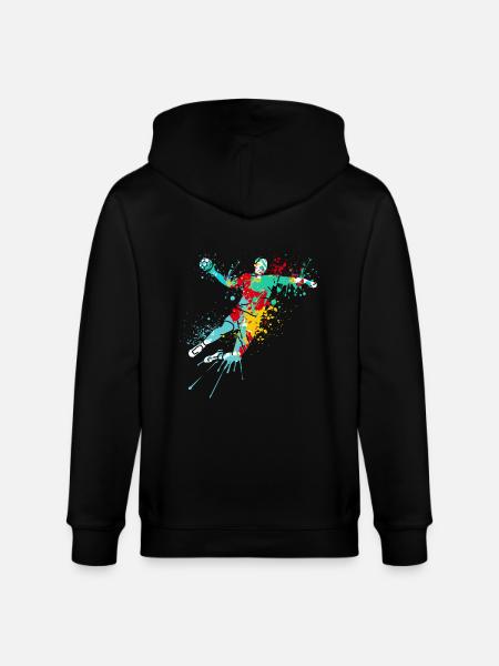 Splash Art Handball Player - Stanley/Stella CULTIVATOR  Unisex Organic Hooded Jacket - black
