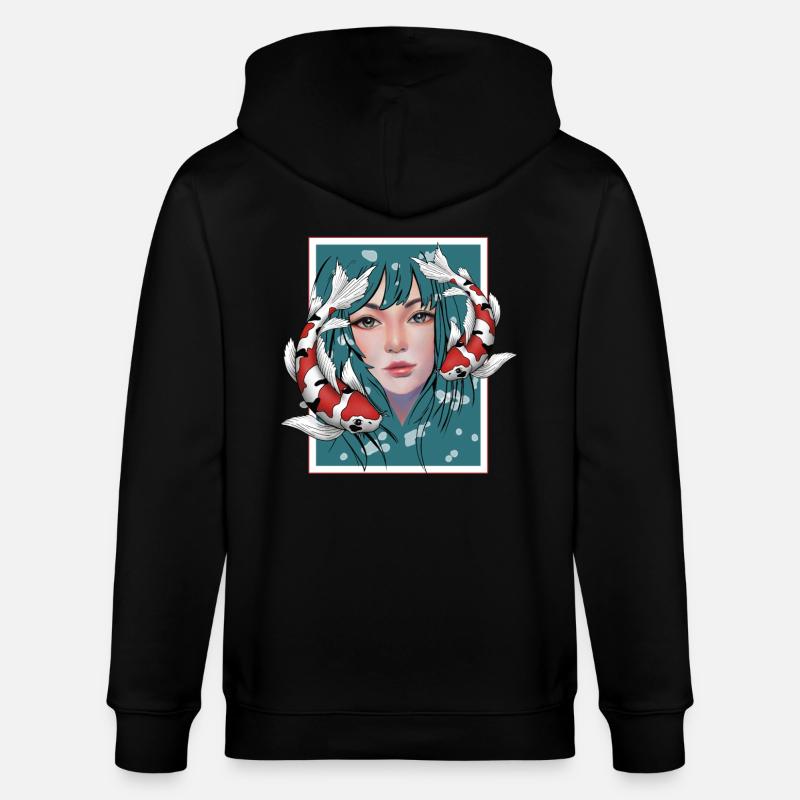 Anime Koi - Veste à capuche bio CULTIVATOR Stanley/Stella Unisexe - noir