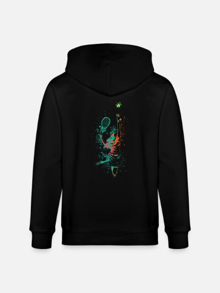 Splash Art Tennis Player - Stanley/Stella CULTIVATOR Unisex Organic Hooded Jacket - black