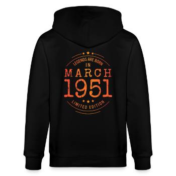 Geburtstag März 1951 Limited Edition Vintage - Stanley/Stella Unisex Bio-Kapuzenjacke CULTIVATOR  - Schwarz - Hinten - Anna (173cm)