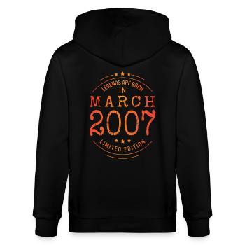 Geburtstag März 2007 Limited Edition Vintage - Stanley/Stella Unisex Bio-Kapuzenjacke CULTIVATOR  - Schwarz - Hinten - Anna (173cm)