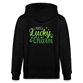 Mama's Lucky Charm Clover St. Patrick's Day - Stanley/Stella CULTIVATOR  Unisex Organic Hooded Jacket - black - Back - Anna (173cm)