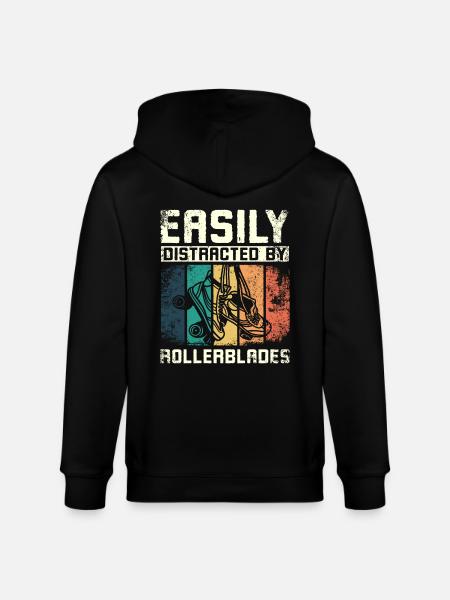 Easily distracted by rollerblades - Stanley/Stella CULTIVATOR Unisex Organic Hooded Jacket - black