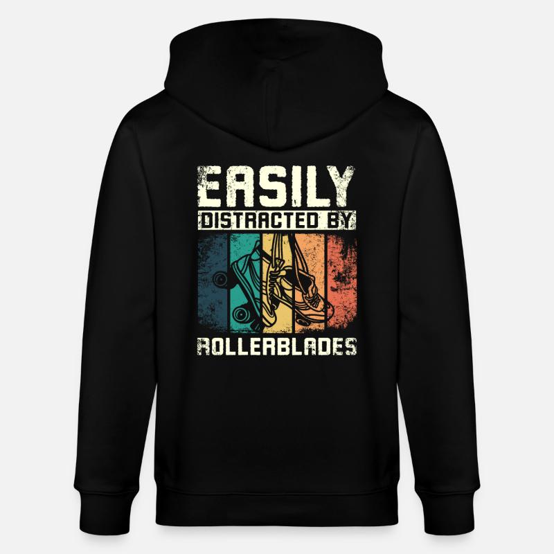 Easily distracted by rollerblades - Stanley/Stella Unisex Bio-Kapuzenjacke CULTIVATOR  - Schwarz
