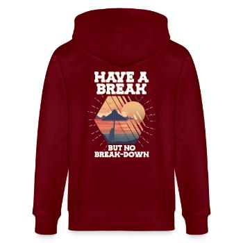 Have A Break But No Break-down Stress Awareness - Stanley/Stella CULTIVATOR  Unisex Organic Hooded Jacket - burgundy - Back - Anna (173cm)