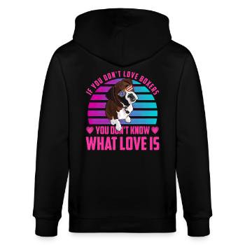 Boxer Lustiger Spruch Liebe - Stanley/Stella Unisex Bio-Kapuzenjacke CULTIVATOR  - Schwarz - Hinten - Anna (173cm)