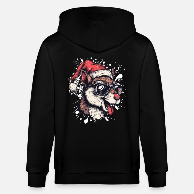 Écureuil Noël Drôle - Veste à capuche bio CULTIVATOR Stanley/Stella Unisexe - noir