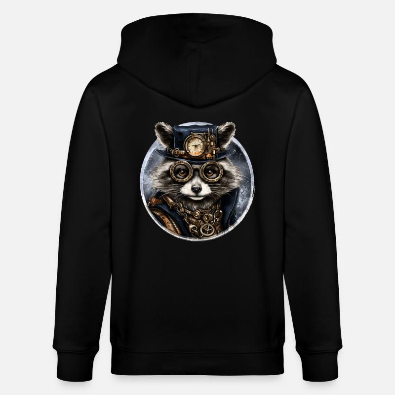 Steampunk Waschbär - Stanley/Stella Unisex Bio-Kapuzenjacke CULTIVATOR  - Schwarz