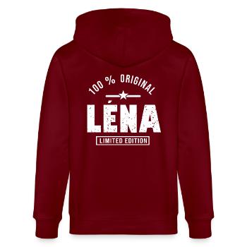 Léna benutzerdefinierten Vorname Léna - Stanley/Stella Unisex Bio-Kapuzenjacke CULTIVATOR  - Burgunderrot - Hinten - Anna (173cm)