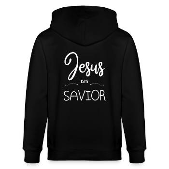 JESUS IS MY SAVIOR JESUS IST MEIN RETTER CHRISTUS - Stanley/Stella Unisex Bio-Kapuzenjacke CULTIVATOR  - Schwarz - Hinten - Anna (173cm)