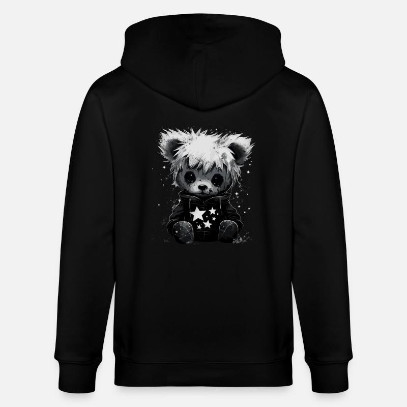 Niedlicher Emo Teddybär - Stanley/Stella Unisex Bio-Kapuzenjacke CULTIVATOR  - Schwarz