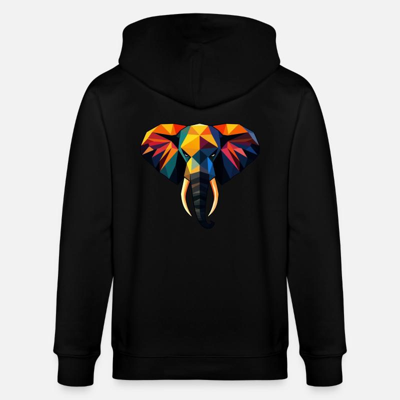 Elephant Low Poly Design - Veste à capuche bio CULTIVATOR Stanley/Stella Unisexe - noir