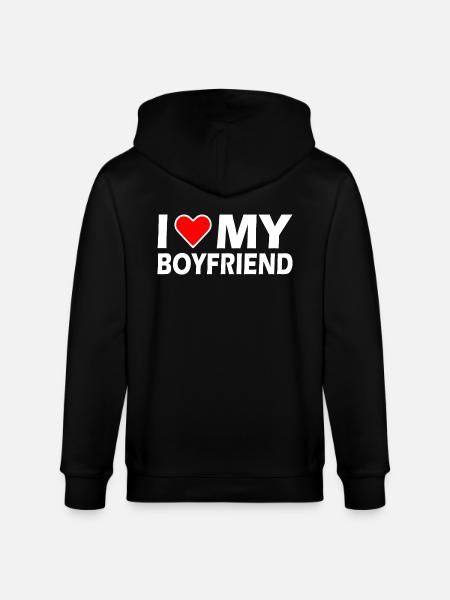 I love my boyfriend - Stanley/Stella CULTIVATOR Unisex Organic Hooded Jacket - black