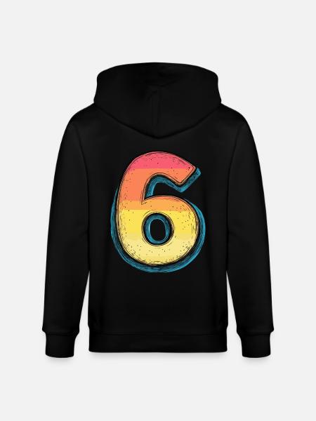6 Zahl Bunt - Stanley/Stella Unisex Bio-Kapuzenjacke CULTIVATOR - Schwarz
