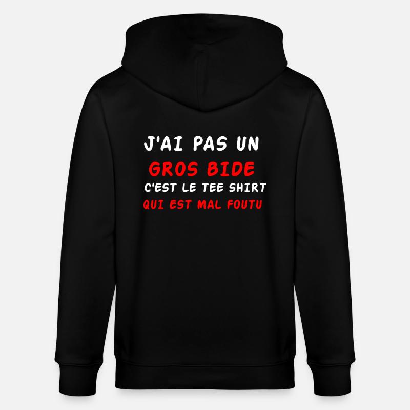J'ai pas un gros bide - Veste à capuche bio CULTIVATOR Stanley/Stella Unisexe - noir