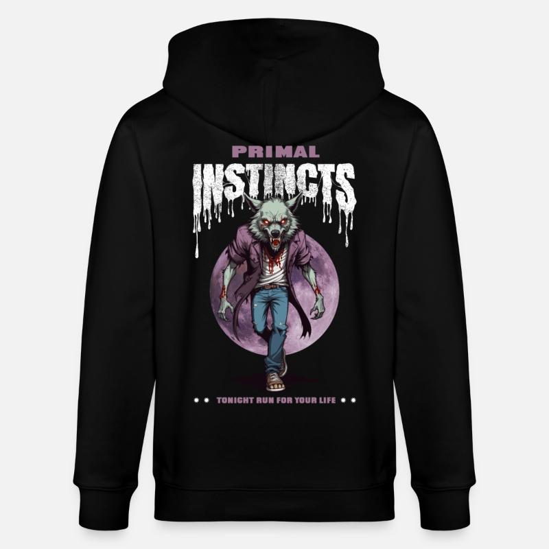 Werwolf bei Nacht - Stanley/Stella Unisex Bio-Kapuzenjacke CULTIVATOR  - Schwarz