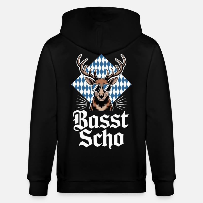 Elch Bayerischer Hirsch Sonnenbrille Basst Scho - Stanley/Stella Unisex Bio-Kapuzenjacke CULTIVATOR - Schwarz