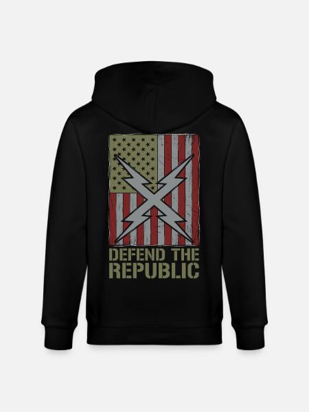 Defend The Republic USA Flag - Stanley/Stella CULTIVATOR Unisex Organic Hooded Jacket - black