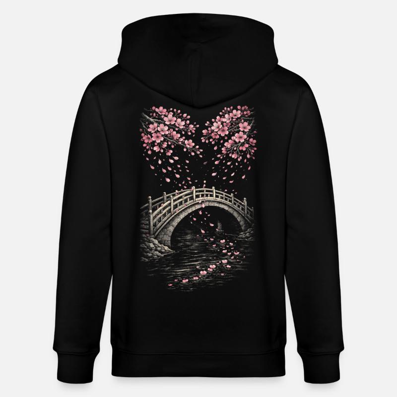 Kirschblüten Sakura Kirschblüte - Stanley/Stella Unisex Bio-Kapuzenjacke CULTIVATOR  - Schwarz