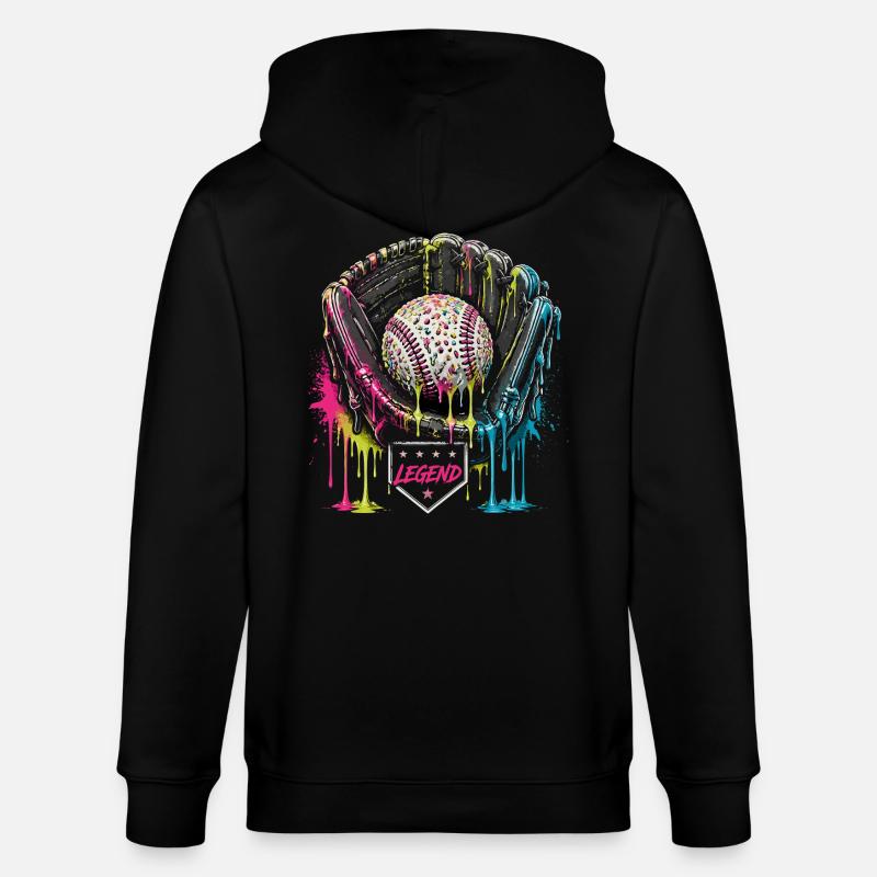 Baseball Handschuh Legend Bunt Grafik - Stanley/Stella Unisex Bio-Kapuzenjacke CULTIVATOR  - Schwarz