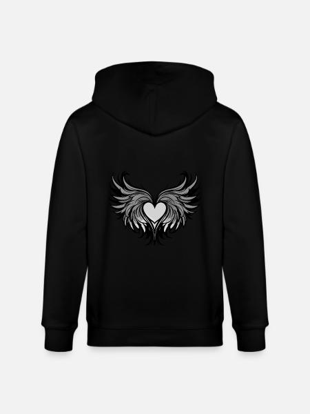 Heart Wings Love - Stanley/Stella CULTIVATOR  Unisex Organic Hooded Jacket - black