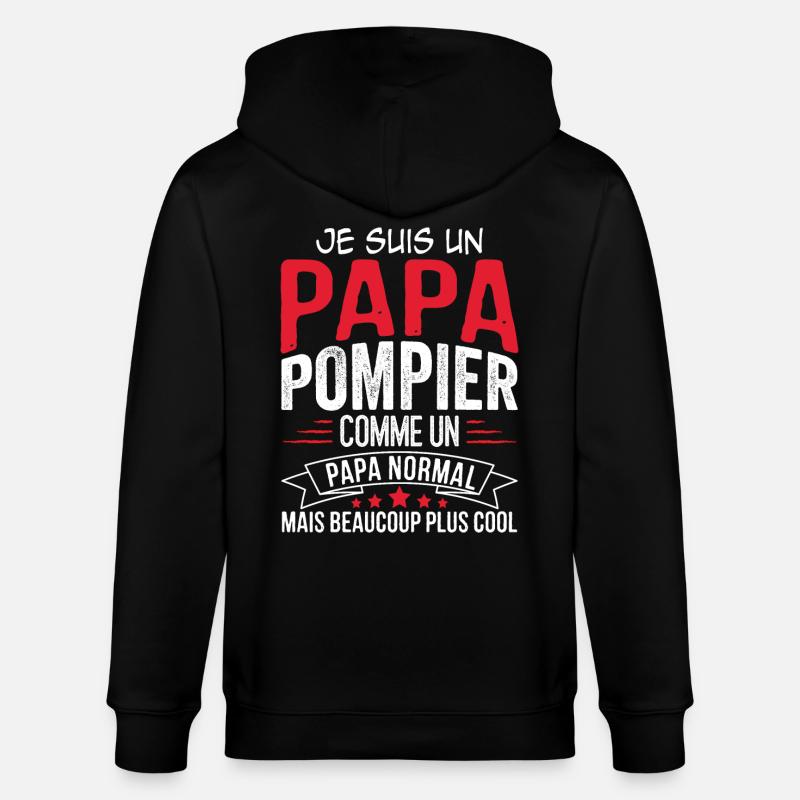 Papa Pompier Humour - Veste à capuche bio CULTIVATOR Stanley/Stella Unisexe - noir