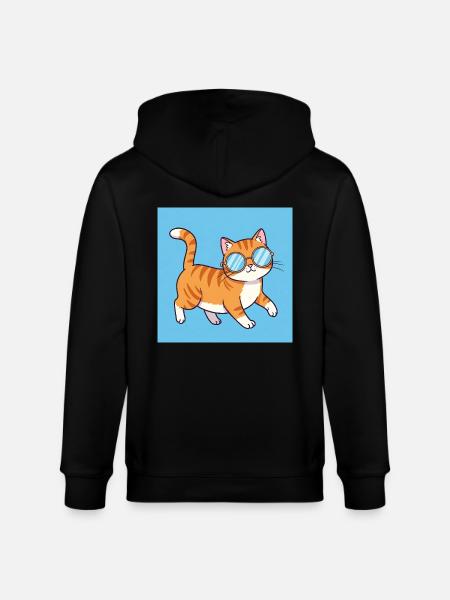 Chubby cat with sunglasses - Stanley/Stella CULTIVATOR Unisex Organic Hooded Jacket - black