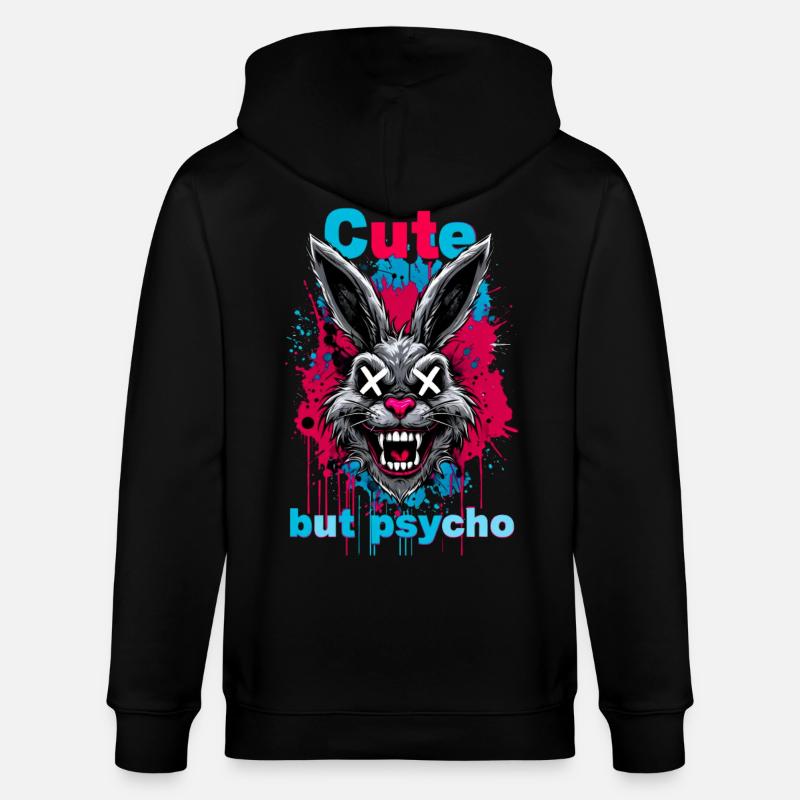 Lapin mignon mais psychopathe - Veste à capuche bio CULTIVATOR Stanley/Stella Unisexe - noir