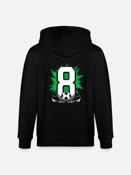 8th Birthday - Soccer Player Child - Stanley/Stella CULTIVATOR Unisex Organic Hooded Jacket - black