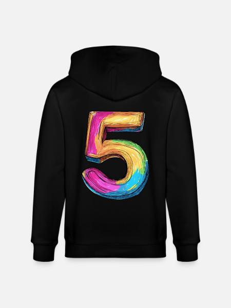 5 Zahl Bunt - Stanley/Stella Unisex Bio-Kapuzenjacke CULTIVATOR  - Schwarz
