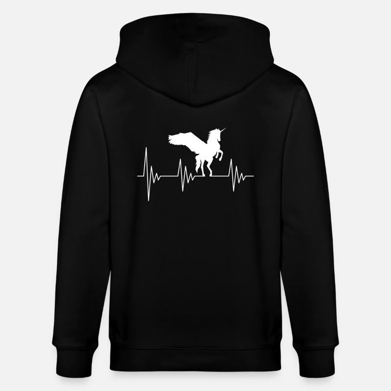 Einhorn Pferd EKG Herzfrequenz - Veste à capuche bio CULTIVATOR Stanley/Stella Unisexe - noir