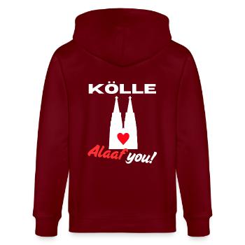 Carnaval Cologne Cologne Alaaf Cathédrale de Cologne Lundi gras - Veste à capuche bio CULTIVATOR Stanley/Stella Unisexe - bordeaux - Dos - Anna (173cm)