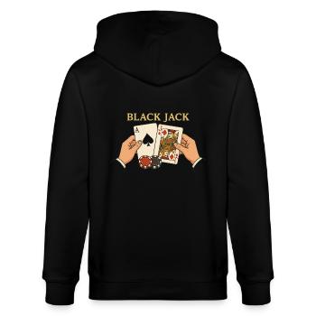 Blackjack – Das Spiel mit der magischen 21 - Stanley/Stella Unisex Bio-Kapuzenjacke CULTIVATOR  - Schwarz - Hinten - Anna (173cm)