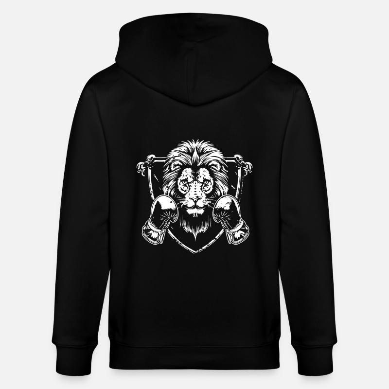 Lion Boxer Fighter - Veste à capuche bio CULTIVATOR Stanley/Stella Unisexe - noir
