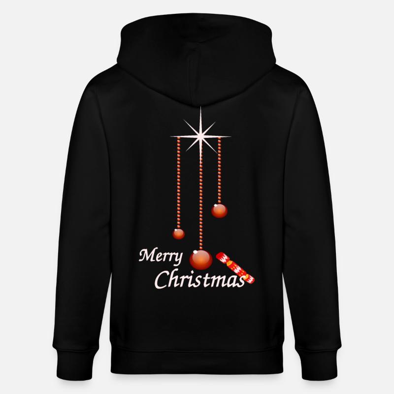 Weihnachtskugeln mit Bonbon - Stanley/Stella Unisex Bio-Kapuzenjacke CULTIVATOR  - Schwarz