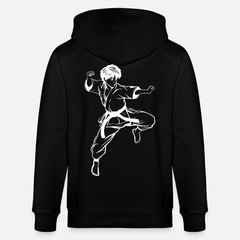 Croquis de karaté garçon - Veste à capuche bio CULTIVATOR Stanley/Stella Unisexe - noir
