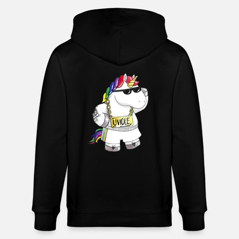 Unique Comic Einhorn - Stanley/Stella Unisex Bio-Kapuzenjacke CULTIVATOR  - Schwarz