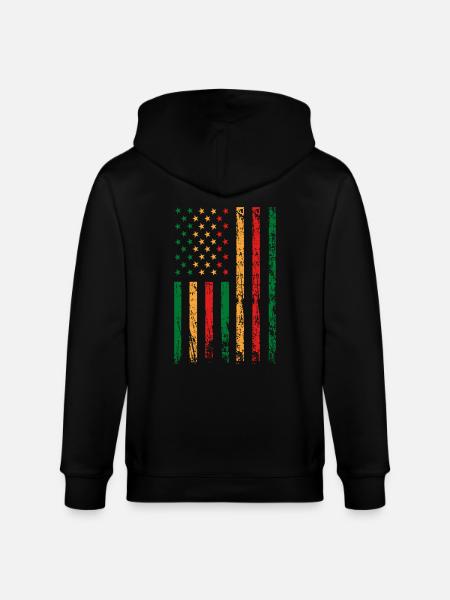 African-American flag holiday - Stanley/Stella CULTIVATOR  Unisex Organic Hooded Jacket - black