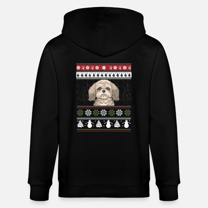 Shih Tzu Noël - Veste à capuche bio CULTIVATOR Stanley/Stella Unisexe - noir