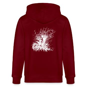 Bikerin Splash Style Geländefahrt - Stanley/Stella Unisex Bio-Kapuzenjacke CULTIVATOR  - Burgunderrot - Hinten - Anna (173cm)