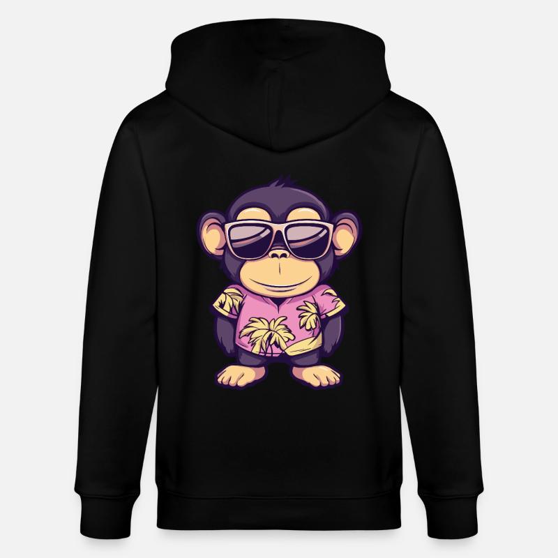 Affe Comic Lustig Sommer - Stanley/Stella Unisex Bio-Kapuzenjacke CULTIVATOR  - Schwarz