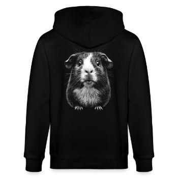 Meerschweinchen Portrait Nager Nagetier Tiere - Stanley/Stella Unisex Bio-Kapuzenjacke CULTIVATOR  - Schwarz - Hinten - Anna (173cm)