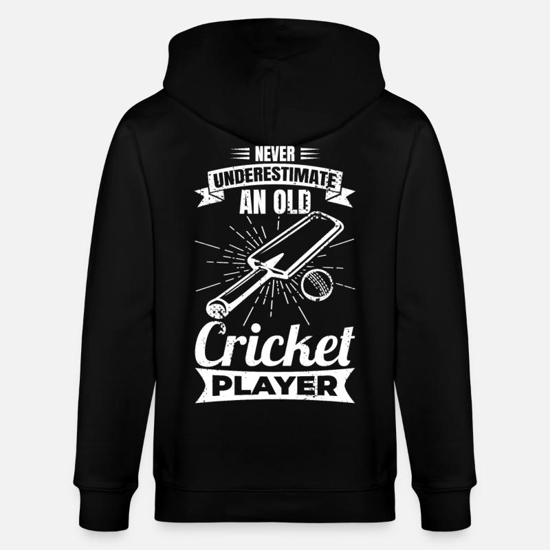 Never underestimate old cricketers - Stanley/Stella CULTIVATOR Unisex Organic Hooded Jacket - black